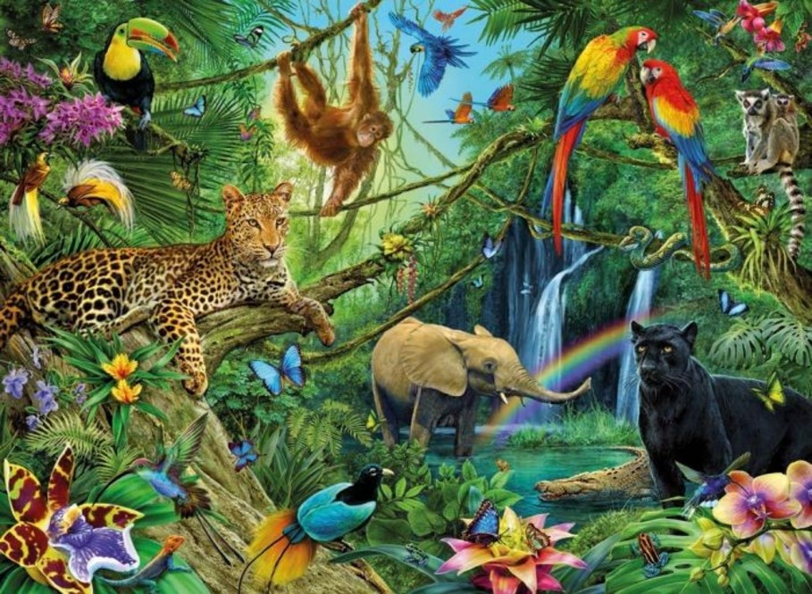 Large puzzel dieren in de jungle 200